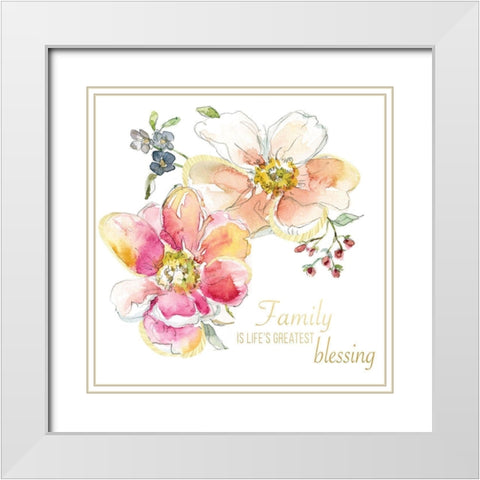 Family Blessing White Modern Wood Framed Art Print with Double Matting by Robinson, Carol
