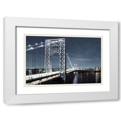 NYC at Dusk White Modern Wood Framed Art Print with Double Matting by Carpentieri, Natalie