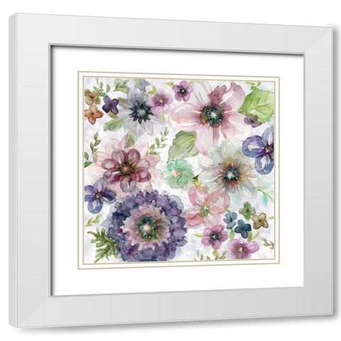 Plum Garden White Modern Wood Framed Art Print with Double Matting by Robinson, Carol