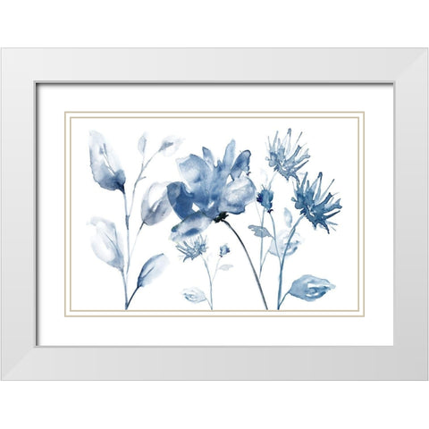 Translucent Blues II White Modern Wood Framed Art Print with Double Matting by Nan