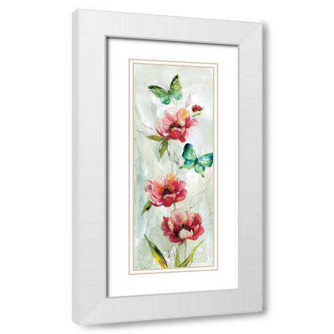 Butterfly Welcome White Modern Wood Framed Art Print with Double Matting by Robinson, Carol