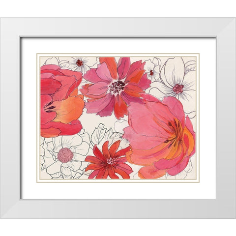 Vintage Pinks White Modern Wood Framed Art Print with Double Matting by Nan