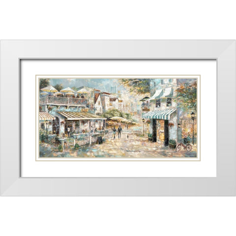 Rooftop Cafe White Modern Wood Framed Art Print with Double Matting by Manning, Ruane