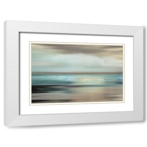 Shimmering Sea White Modern Wood Framed Art Print with Double Matting by Nan