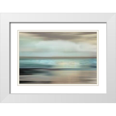 Shimmering Sea White Modern Wood Framed Art Print with Double Matting by Nan