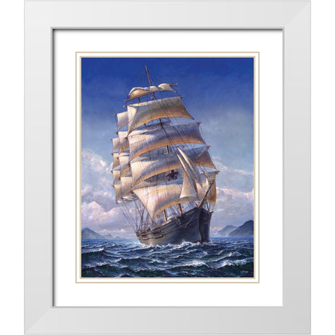 Sailing the WR White Modern Wood Framed Art Print with Double Matting by Stephens Jr., John H.