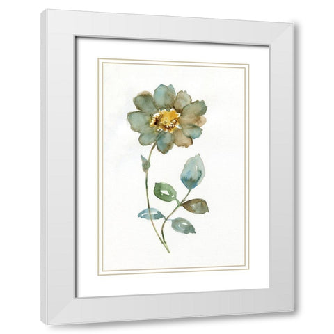 Simple Petals I White Modern Wood Framed Art Print with Double Matting by Nan
