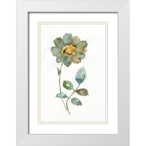 Simple Petals I White Modern Wood Framed Art Print with Double Matting by Nan