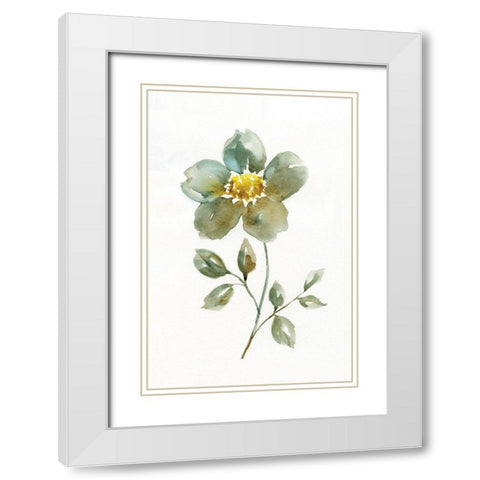 Simple Petals II White Modern Wood Framed Art Print with Double Matting by Nan