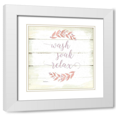 Wash, Soak, Relax White Modern Wood Framed Art Print with Double Matting by Robinson, Carol