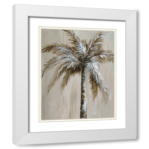 Palm Magic II White Modern Wood Framed Art Print with Double Matting by Nan