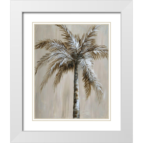 Palm Magic II White Modern Wood Framed Art Print with Double Matting by Nan