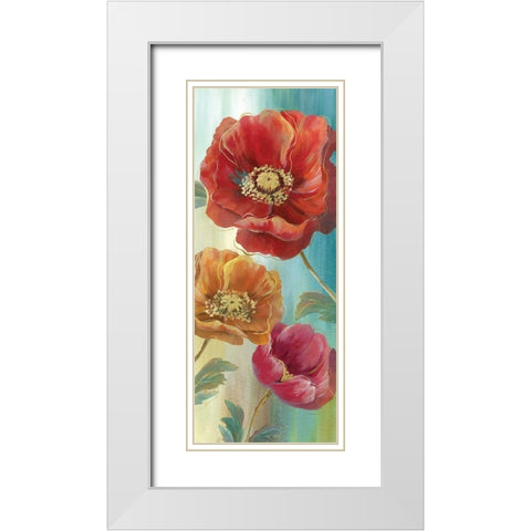 Poppy Panel Red II White Modern Wood Framed Art Print with Double Matting by Nan