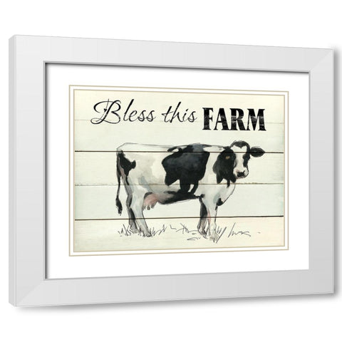 Bless This Farm White Modern Wood Framed Art Print with Double Matting by Robinson, Carol