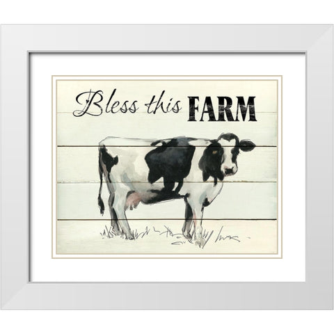 Bless This Farm White Modern Wood Framed Art Print with Double Matting by Robinson, Carol