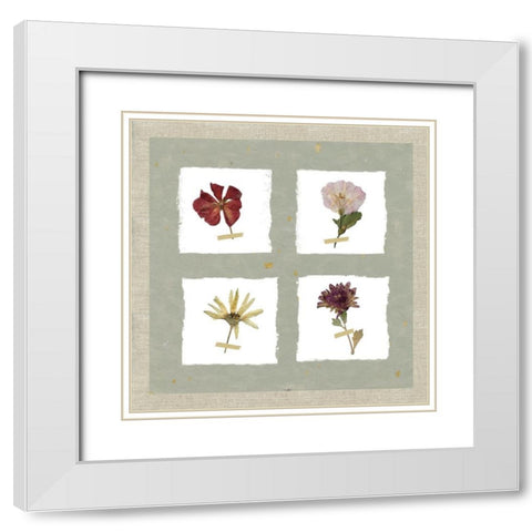 Pressed Blooms I White Modern Wood Framed Art Print with Double Matting by Robinson, Carol