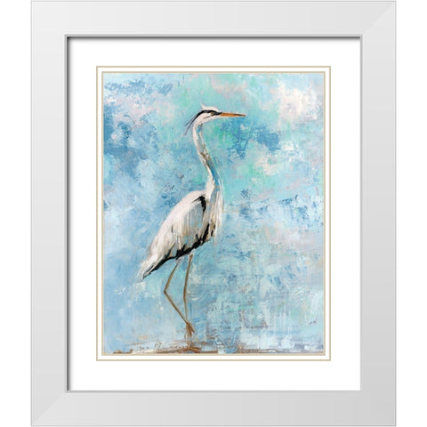 Hazy Morning Heron White Modern Wood Framed Art Print with Double Matting by Swatland, Sally