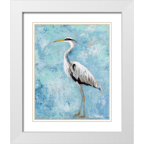 Hazy Morning Heron White Modern Wood Framed Art Print with Double Matting by Swatland, Sally