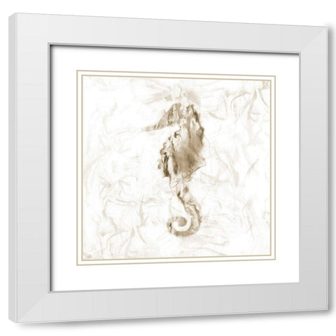 Soft Marble Seahorse White Modern Wood Framed Art Print with Double Matting by Nan