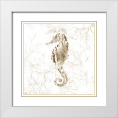 Soft Marble Seahorse White Modern Wood Framed Art Print with Double Matting by Nan