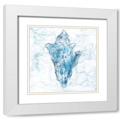 Blue Marble Coast Shell White Modern Wood Framed Art Print with Double Matting by Nan