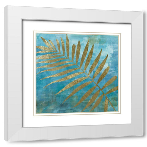 Golden Palm II White Modern Wood Framed Art Print with Double Matting by Craven, Katrina
