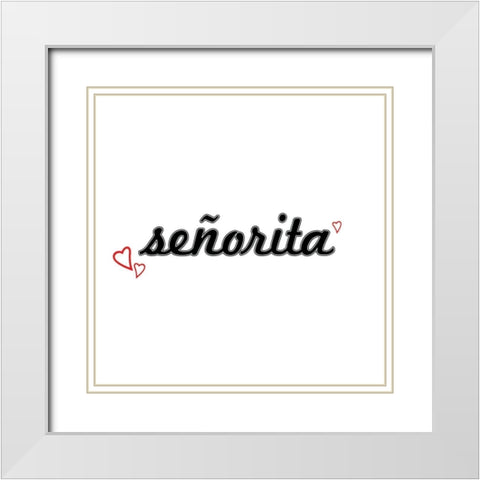 Senorita White Modern Wood Framed Art Print with Double Matting by CAD DESIGNS