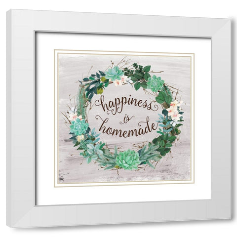 Happiness is White Modern Wood Framed Art Print with Double Matting by Murray, Amanda