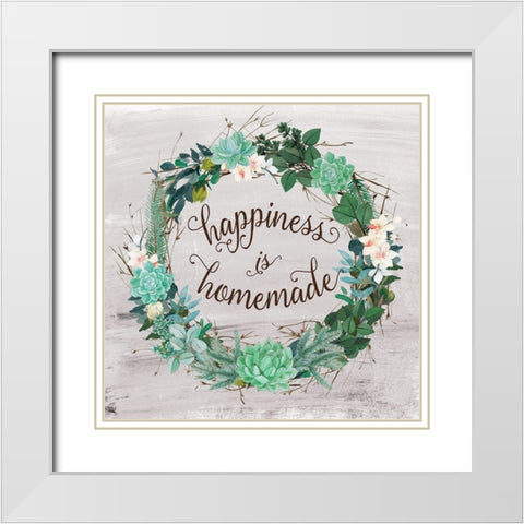Happiness is White Modern Wood Framed Art Print with Double Matting by Murray, Amanda