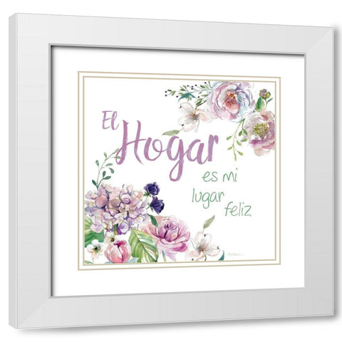 Hogar Feliz White Modern Wood Framed Art Print with Double Matting by Robinson, Carol