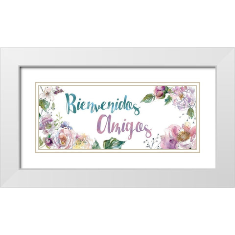 Bienvenidos Amigos White Modern Wood Framed Art Print with Double Matting by Robinson, Carol