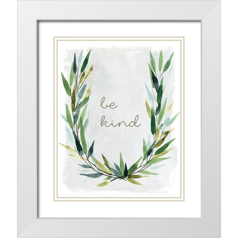 Kind Greenery White Modern Wood Framed Art Print with Double Matting by Robinson, Carol
