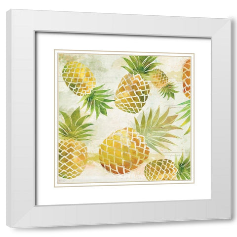 Pineapple Dance I White Modern Wood Framed Art Print with Double Matting by Robinson, Carol
