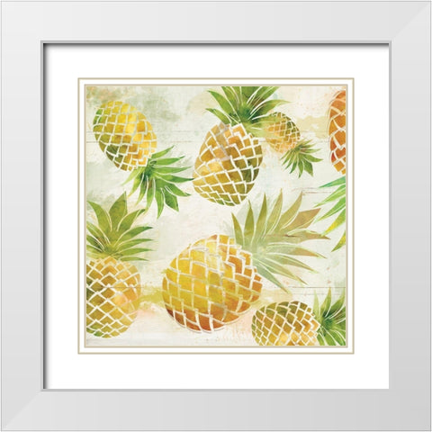 Pineapple Dance I White Modern Wood Framed Art Print with Double Matting by Robinson, Carol