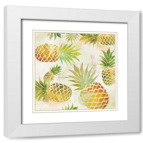 Pineapple Dance II White Modern Wood Framed Art Print with Double Matting by Robinson, Carol