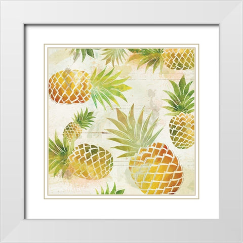 Pineapple Dance II White Modern Wood Framed Art Print with Double Matting by Robinson, Carol