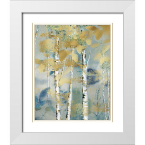 Gilded Forest Detail I White Modern Wood Framed Art Print with Double Matting by Nan