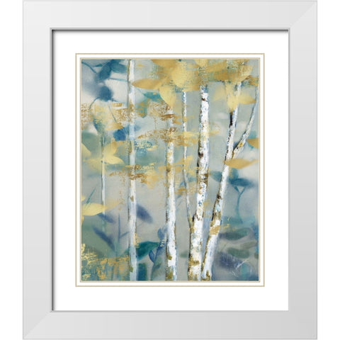 Gilded Forest Detail II White Modern Wood Framed Art Print with Double Matting by Nan