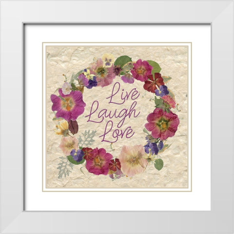 Live,Laugh,Love White Modern Wood Framed Art Print with Double Matting by Robinson, Carol