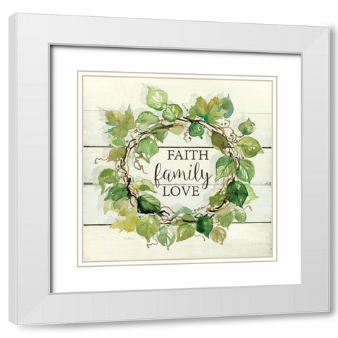 Faith, Family, White Modern Wood Framed Art Print with Double Matting by Robinson, Carol