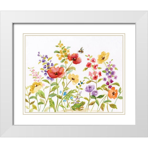 Garden Frog White Modern Wood Framed Art Print with Double Matting by Nan