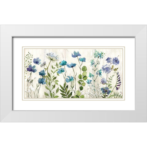 Blue Meadow White Modern Wood Framed Art Print with Double Matting by Knutsen, Conrad