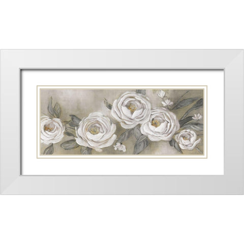 Cottage Roses White Modern Wood Framed Art Print with Double Matting by Robinson, Carol