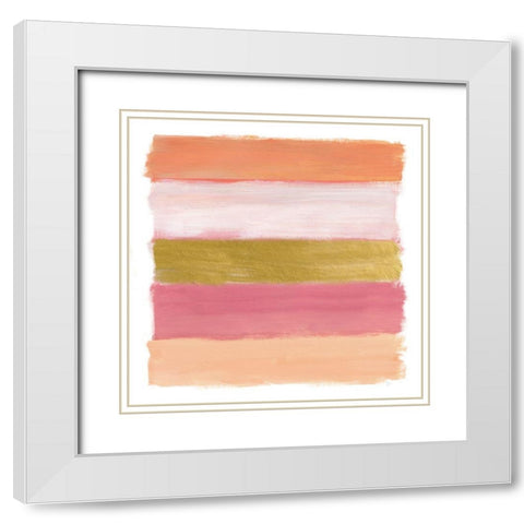 Brush Strokes White Modern Wood Framed Art Print with Double Matting by Nan