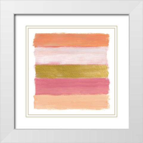 Brush Strokes White Modern Wood Framed Art Print with Double Matting by Nan