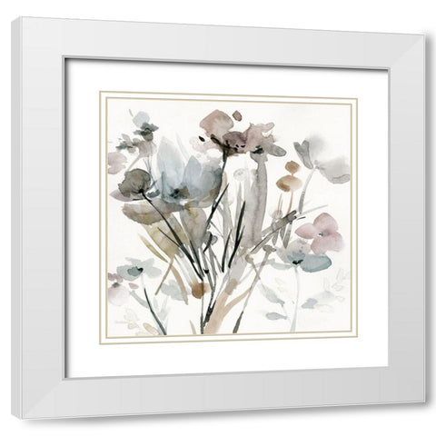 Dainty Blooms I White Modern Wood Framed Art Print with Double Matting by Robinson, Carol