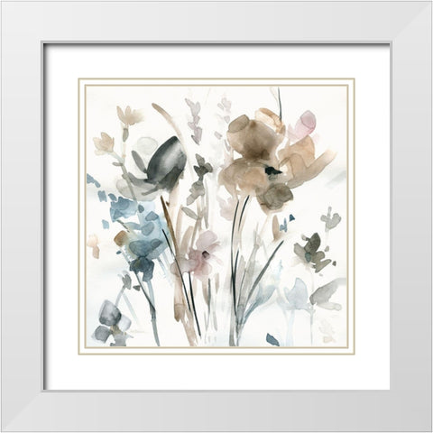 Dainty Blooms II White Modern Wood Framed Art Print with Double Matting by Robinson, Carol