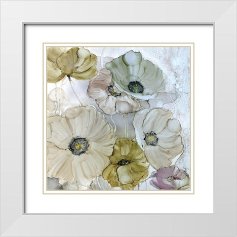 Iridescent Poppies White Modern Wood Framed Art Print with Double Matting by Robinson, Carol