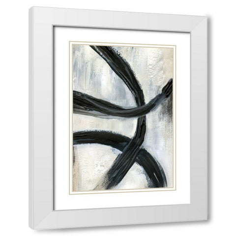 Abstract Rings II White Modern Wood Framed Art Print with Double Matting by Nan