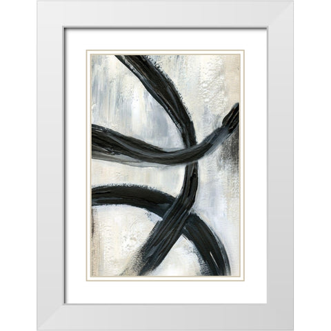 Abstract Rings II White Modern Wood Framed Art Print with Double Matting by Nan